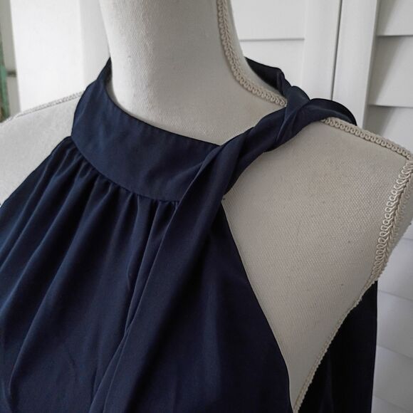 Versona navy‎ women's tie shoulder halter blouse XL - Picture 3 of 10